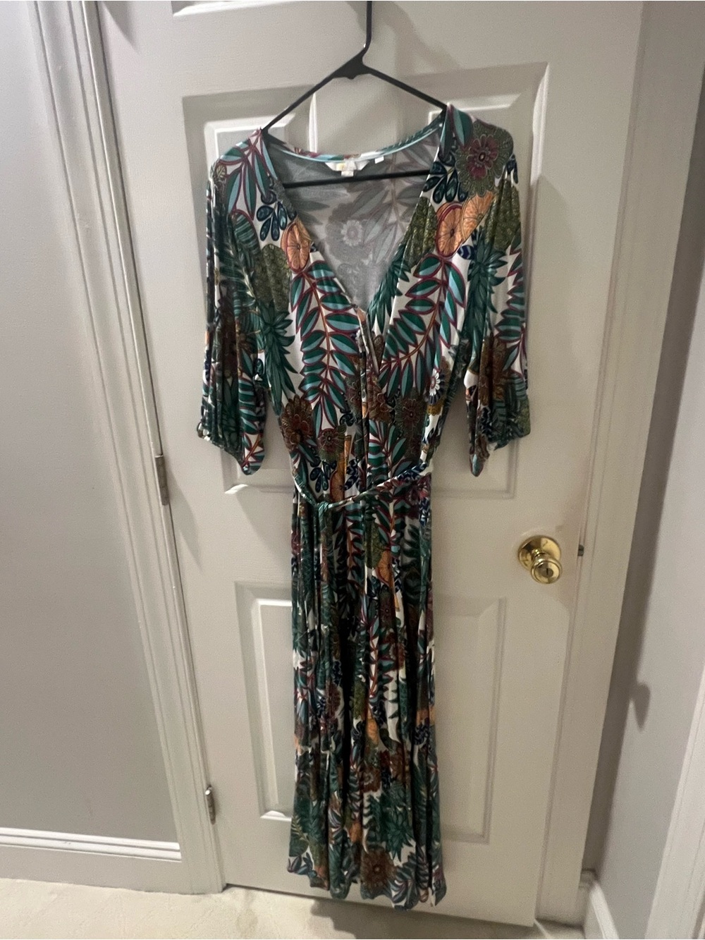 Biden Floral Green Wrap Maxi Dress with Belt